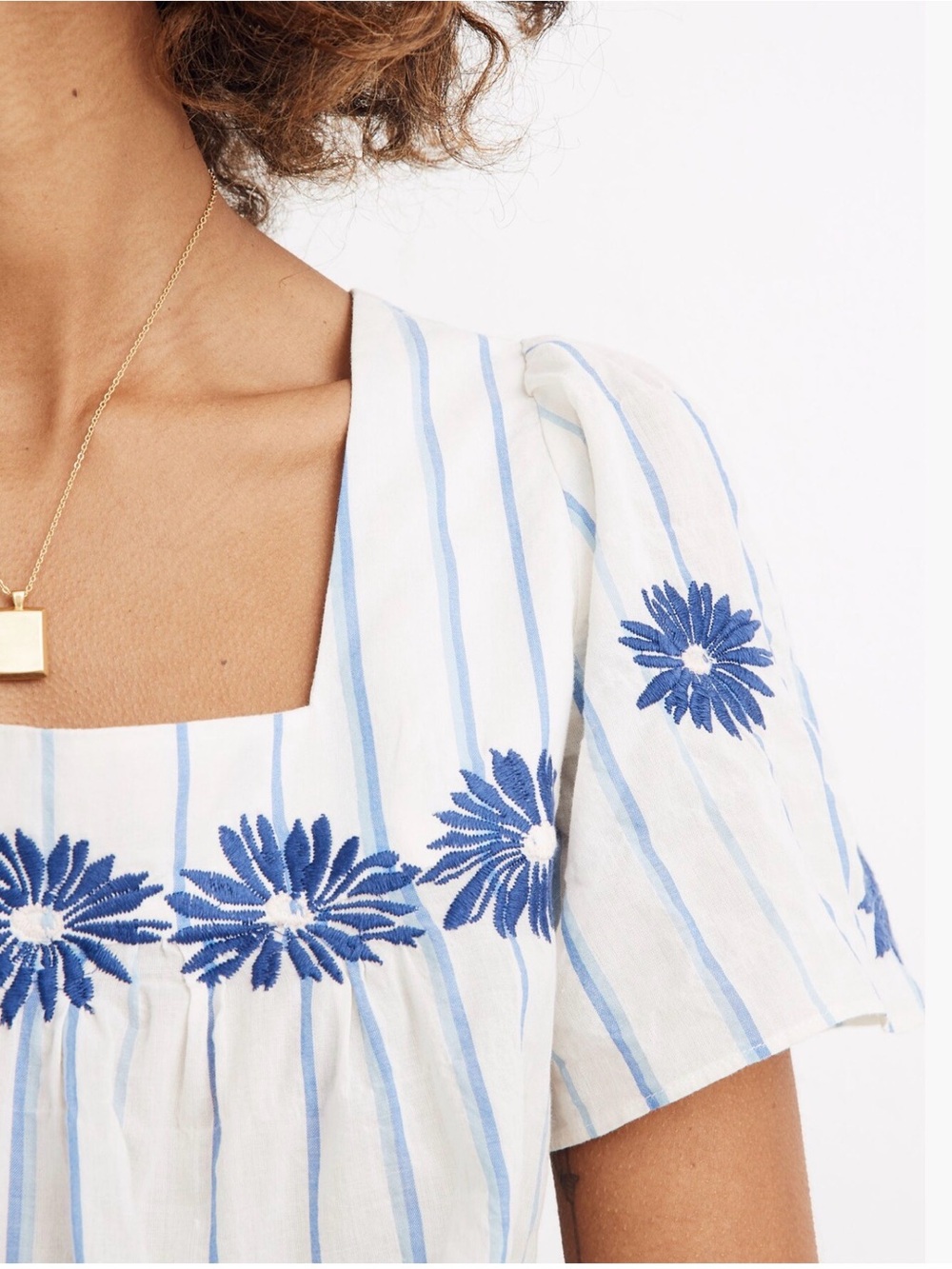 Madewell Floral Embroidered Stripe Top size M - Picture 4 of 7